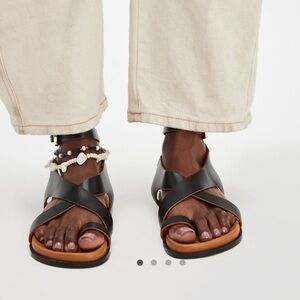 Free People Anya Criss-Cross Footbed Sandals In Black